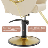 LOUVIXA Barber Chair, Salon Chair for Hair Stylist, Height Adjustable Hydraulic Hair Reclining Salon Chairs, 360 Degrees Rotation, Multi-Function Shampoo Chair for Barbershop (Beige)