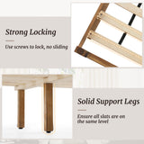 Cozyman Queen Bed Frame with Headboard, 100% Solid Acacia Wood Platform, 800lb Heavy Duty Support with 10 Reinforced Legs, Noise-Free No Box Spring Needed, Low-Profile Design, Dark Wood