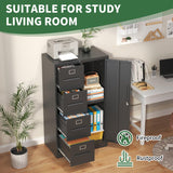 File Cabinet 4 Drawer, Vertical File Cabinet with Lock and 1 Door