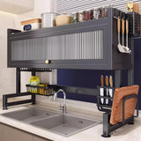 QIUHTR Over The Sink Dish Drying Rack with Cutlery Holder,Rust Resistant Dish Rack with Multifunctional Flip Up Pegs,Space-Saving Large Racks for Kitchen Counter for Dishes,Plates,Cups