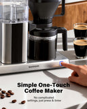 SHARDOR 8-Cup Drip Coffee Maker with Reusable Filter and Glass Coffee Pot，Black and Sliver