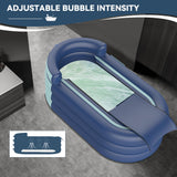 Inflatable Bathtub & Bubble Spa Mat- Portable Hot Tub for Adults, Equipped with a Bubble Math Mat for Massage, Fits Any Bathroom, Foldable Design for Renters/Apartments (65"x33"x26" 220lb)