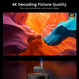 2000 ANSI Official Licensed Google TV Outdoor Projector 4K Decoding, Smart Projector with Wifi and Bluetooth, Auto Focus, Dolby Sound, Built-in Apps, HAPPRUN Indoor Home Theater with 270° Stand