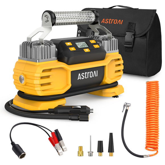 AstroAI Portable 160 PSI DC Heavy Duty Tire Inflator Pump Auto Shutoff with Screen, Dual Cylinders & Dual Motors AstroAI