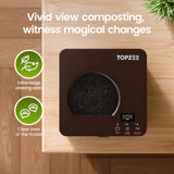 TOPZEE Electric Composter:3L Kitchen Compost Bin Countertop Indoor Odorless, Kitchen Composter Auto-Cleaning, Turns Waste into Natural Fertilizer with a Single Button, Dark Brown