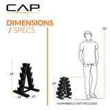 CAP 100 LB Coated 12-Sided Chrome Handle Dumbbell Weight Set with Vertical Rack