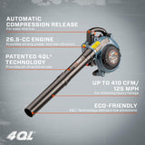 SENIX 17-Inch 26.5 cc Gas Weed Wacker, 20-Inch 144 cc 4-Cycle Gas Lawn Mower, 26.5cc Gas Leaf Blower and 16" Corded Chainsaw Kit