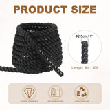 MECCANIXITY Battle Rope 10ft x 1 Inch Polyester Workout Rope Heavy Fitness Exercise Rope for Strength Training Home Gym Muscle Building, Black