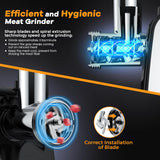 CHEFFANO Life Electric Meat Grinder, Stainless Steel Sausage Stuffer Maker With 2 Blades, 3 Plates, Sausage Tube & Kubbe Kit, [2000W Max] Heavy Duty for Home Use