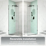 32"W×78"H Glass Shower Door 8mm Thick Frameless Tempered Glass Shower Panel-Fixed Design with Hardware for Bathroom Screens (Black)