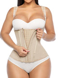 YIANNA Waist Trainer for Women Tummy Control Underbust Hourglass Corset Waist Cincher Vest Sport Girdle Postpartum Faja Body Shaper with Zipper and Hooks, YA7293-Beige-XL