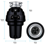 Eco Logic 1 1/4 Horsepower Garbage Disposal with Removeable Splash Guard, Attached Power Cord and Standard 3-Bolt Mounting System, Continuous Feed Disposer
