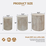 MOOLSUN Modern Nesting Coffee Table Round Wooden Drum End Tables for Small Space Living Room, Bedroom, Balcony, Office (A-Wood Color 2)