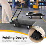 S AFSTAR Folding Platform Truck, Push Cart Dolly with 360° Swivel Wheels & 440lb Weight Capacity, Moving Hand Truck, Foldable Flatbed Cart, Push Cart Dolly for Loading and Easy Storage (28" x 19") S AFSTAR