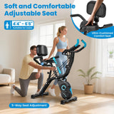 Birdfeel Foldable Exercise Bike, Multifunctional Indoor Stationary Bikes for Home with 8-Level Magnetic Resistance, Quiet Workout Bike with Arm Resistance Bands, LCD Monitor, 300LBS Capacity (Midnight Black)