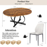 Extendable Round Dining Table Set for 6 People, 43.3"-59" Extendable Kitchen Table with 6 Upholstered Chairs