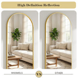 WISSMIELS 26x71 Inch Full Body Mirror - Large Arched Full Length Mirror with Stand Aluminum Frame Wall Mounted Leaning for Bedroom Living Room