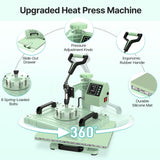 5 in 1 Heat Press Machine 12x15 inch Sublimation Heat Press 360° Swing Away Heat Transfer Digital T-Shirt Pressing with 30OZ 20OZ Tumbler Press