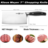 Klaus Meyer Arcelor Cleaver Knife 7 Inch Meat Cleaver Knife- German Steel Butcher Knife with ABS Ergonomic Handle, Ultra Sharp and 3.7mm Thick Blade, for Home/Restaurant