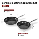 MAISON ARTS Hard Anodized Nonstick Frying Pans Set 2 Piece, 10" and 12" Ceramic Coating Skillets