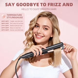 Hair Straightener, Flat Iron 1 Inch Titanium Ceramic Ionic Hair Straightener and Curler 2-in-1, Fast Heat Up, Adjustable Temperature, Dual Voltage, Auto Shut Off for Less Frizz, Shines and Smooth