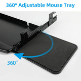Solid Steel Under Desk Keyboard Tray Slide Out with 360° Rotating Mouse Platform,Keyboard Shelf Sliding,Under Desk Mounted Keyboard Holder,Under Desk Keyboard Drawer 28"Lx11"W