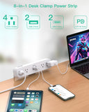 Mifaso PD65W Desk Clamp Power Strip, 1080J Surge Protector, 2 USB C