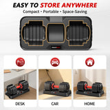 Mouldbody Adjustable Dumbbell Set Pair 50 lb, Adjustable Dumbbells 10-in-1 Free Weight Set, 1-Second Dial Weight Adjustment,Space-Saving Design with Storage Base, Home Gym Strength Training Equipment