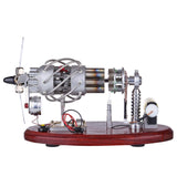MechPuConToy 16-Cylinder Swash Plate Stirling Engine Generator Model with Voltage Digital Display Meter and LED