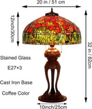 Tiffany-Style Lamp Table Peach Kapok Peony Glass Lampshade Desk