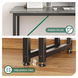 Huuger Modern Simple Office Desk, 55 Inch, Gaming & Work Desk with Storage, Large Legroom, Metal Frame, Grey