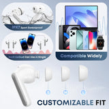 Fhumsh Wireless Earbuds Bluetooth 5.4 Headphones, Noise Cancelling Mic Ear Buds with 50H Playback, LED Digital Display, IPX7 Waterproof Earphones (Pure White)