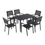 7 Piece Outdoor Dining Set All Weather Patio Dining Set with HDPE Wood-Like Tabletop