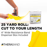 THERABAND Resistance Band 25 Yard Roll, Thin Yellow Non-Latex Professional Elastic Bands For Upper & Lower Body Exercise Workouts, Physical Therapy, Pilates, & Rehab, Dispenser Box, Level 2