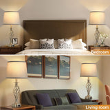 Nightstand Table Lamps for Bedrooms Set of 2 with USB C+A, Bedside Lamps with Spiral Cage Base, Tall Living Room Lamps for End Tables, Modern Night Stand Lamps for Bed Side Guest Room Bulbs Included