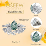 1.5 ct Moss Agate Engagement Ring Set Teardrop shape Moss Agate Wedding Ring Set Gold For Valentines day Chirstomas (white gold)