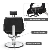 BarberPub Reclining Hydraulic Barber Chair, Salon Beauty Spa Shampoo Equipment, PVC Leather, Adult 2059 (Black)