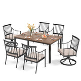 PHI VILLA 7 Piece, Outdoor Dining Set, 65"x39" Table, Umbrella Hole