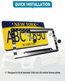 RCKJNJ American Flag License Plate Frames- Heavy Duty Aluminum-Plastic Composite Patriotic Car Tag Holder with Mounting Hardware & Screws Caps (Black)，2 Pack for Front Rear