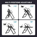 YOLEO Inversion Table for Back Pain 2026 Foldable Inversion Table w/Removable Lumbar Pad, Reversible Ankle Holders, Easy Assembly (Silver)