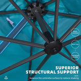 PURPLE LEAF Patio Umbrella 9' x 11.5' All-Day Shade Control Turquoise
