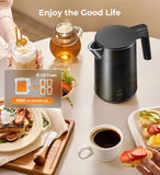 Electric Kettle, Double Wall Stainless Steel Cool Touch Water Boiler Heater, 7 Temperature Control Teapot, 4H Keep Warm | Black SSYFEI
