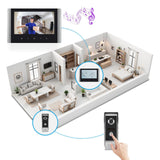 WOLILIWO Video Intercom System, 7 Inches Wired Video Doorbell Camera with Monitor, Wired Video Door Phone HD Camera Kits Support Unlock, Monitoring, Dual-Way Intercom for Villa Home Office Apartment