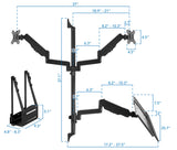 Mount-It! Dual Monitor Arm Wall Mount Workstation with Keyboard Tray & CPU Holder, Height Adjustable Gas Spring Full Motion Computer Station, Fits 17–32” VESA 75x75 100x100, Black