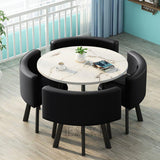 Small Square 4 Piece Dining Table Chair Set for Kitchen Office Reception Club Negotiation Conference Black White Circle