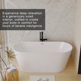LOHCEH 59 Inch Free Standing Bathtub,Made of Pure Acrylic Material with 8 Layers of Reinforced Coating,Cupc Certified,Spacious Ergonomic Design,Modern Luxury Bathtub,White