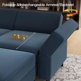 Belffin Modular Sectional Sofa with Ottomans Velvet Reversible Sleeper Sectional Sofa