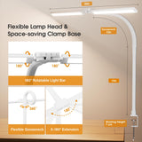 SIBRILLE LED Desk Lamp for Home Office - Dimmable Computer Desk Light with Clamp, Modern Architect Task Lamp with Color Changing, Flexible Desktop Lamp with Gooseneck for Monitor, Double Head, White