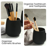 DAHACIS Black Bathroom Accessories Set, Modern 3 Pcs Bathroom Essentials - Soap Dispenser, Toothbrush Holder & Tray, Countertop Vanity Organizer (Black)