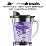 Hamilton Beach Wave Crusher Blender For Smoothies With 40 Oz Glass Jar and 14 Functions, Ice Sabre Blades & 700 Watts for Consistently Smooth Results, Black + Stainless Steel (54221)